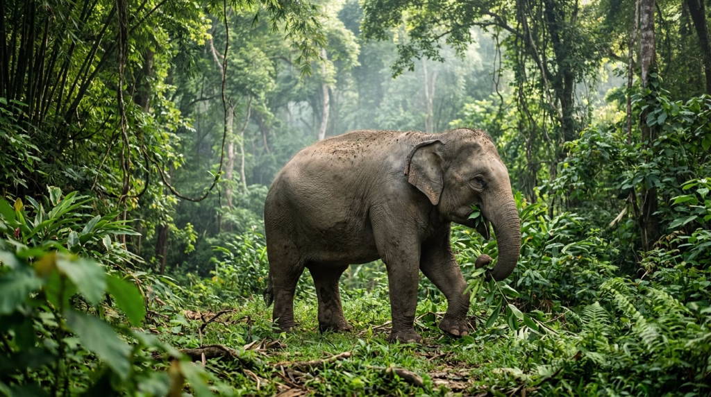Rescued elephant roaming an ethical Chiang Mai sanctuary, a Day 5 itinerary stop