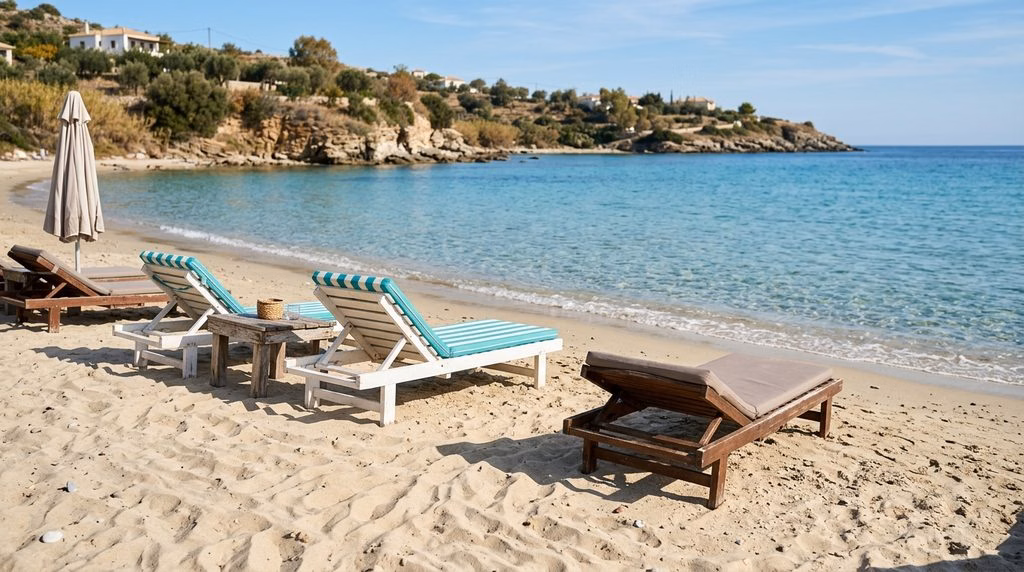 Uncrowded Spanish beach in September, the shoulder season for lower prices